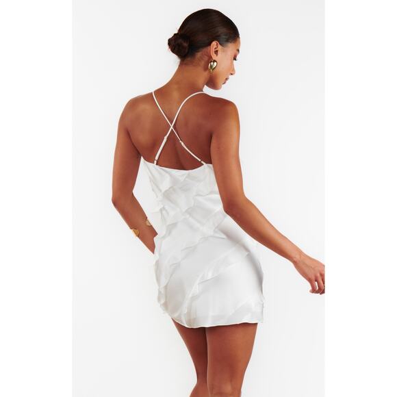 Show Me Your Mumu Romance Mini Dress in Ivory Luxe Satin L NWT - Picture 7 of 7